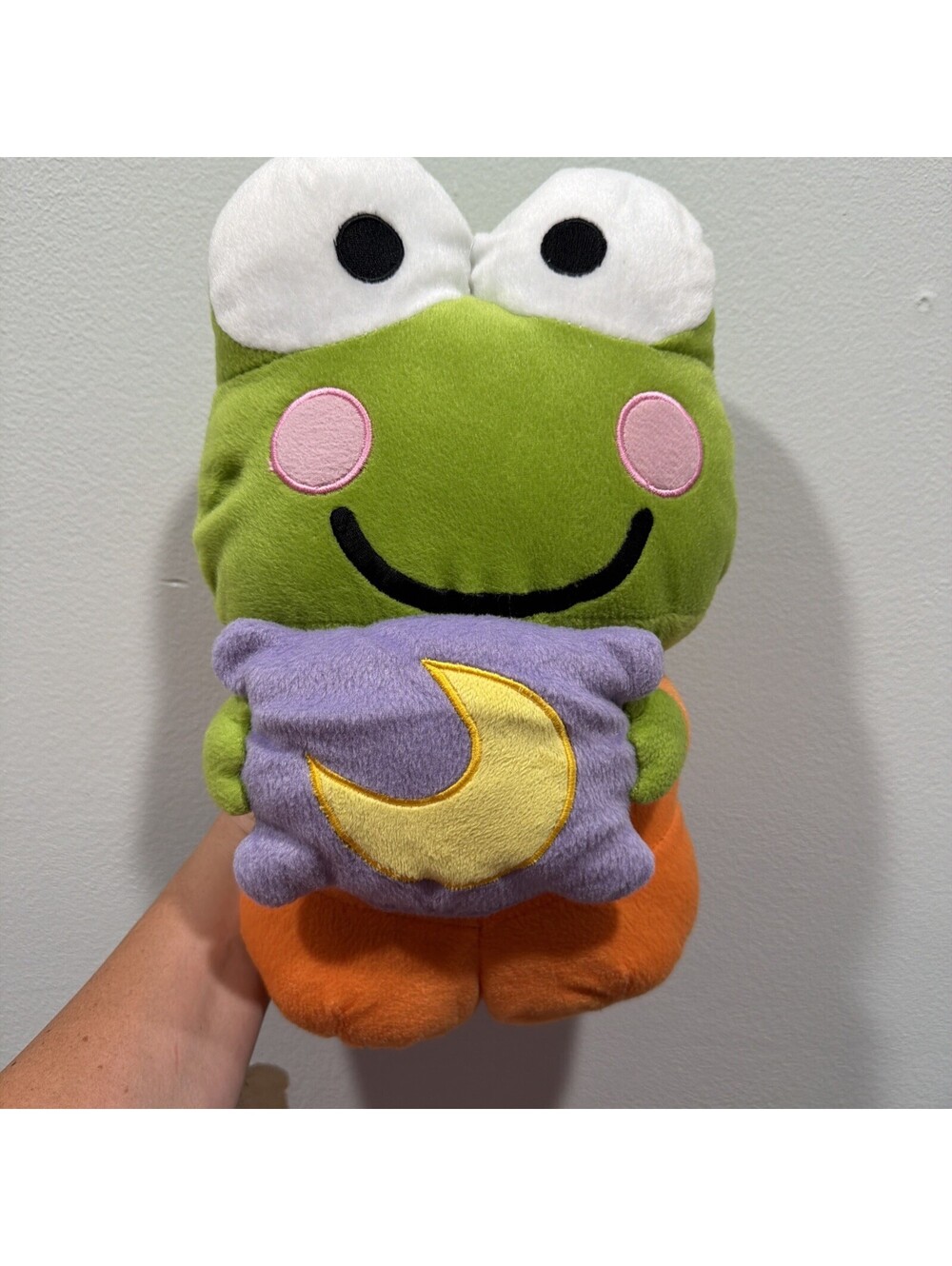 Sanrio Keroppi Plush Purple Moon Pillow Hello Kitty Frog Buddy Stuffed Animal